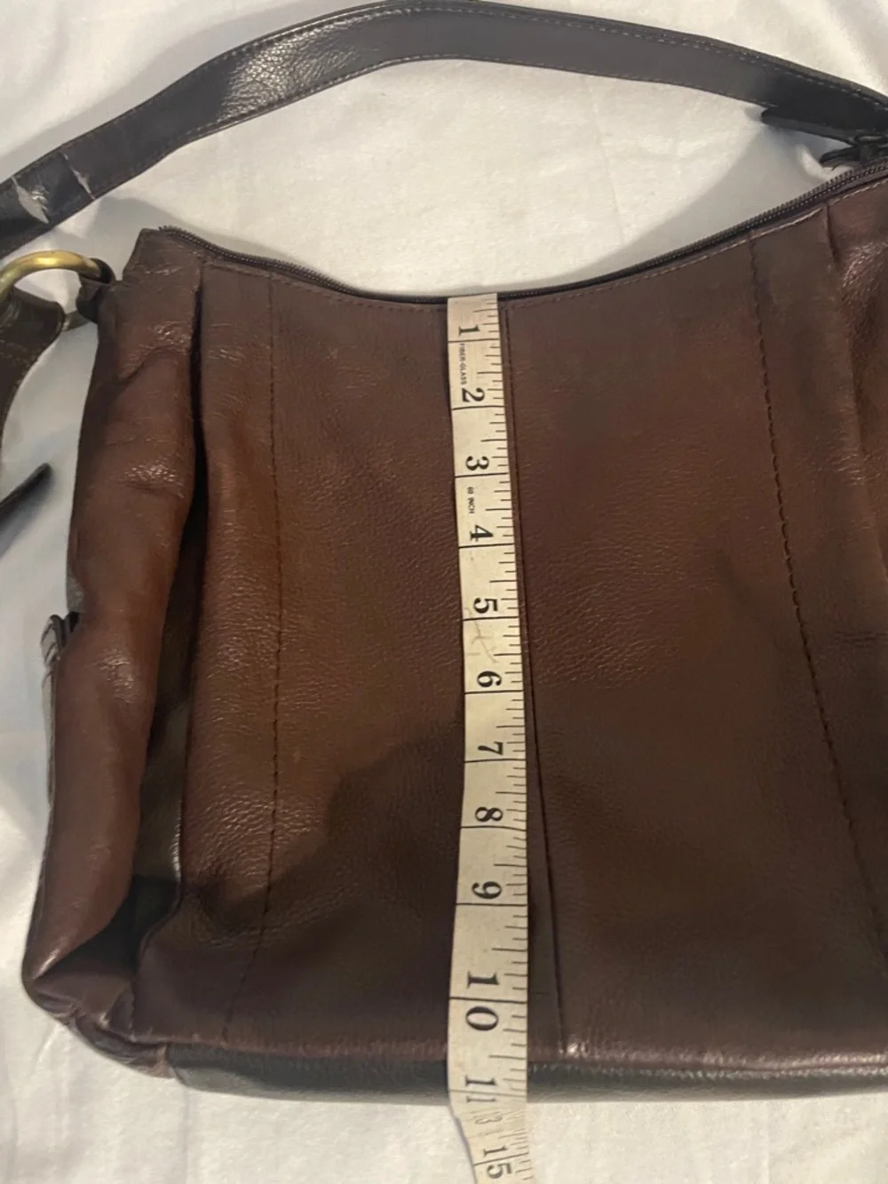 Rolfs Brown Leather Messenger Bag with Adjustable Strap